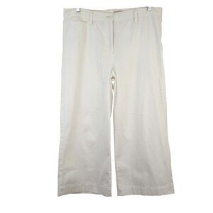 LOFT Outlet White Cotton Wide Leg Crop Pants